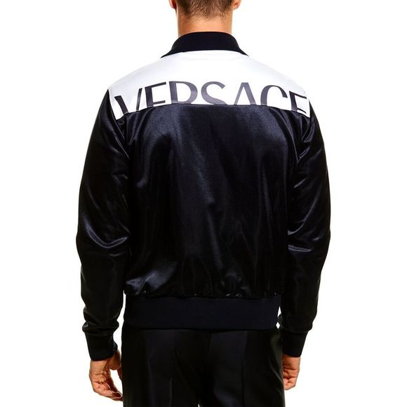 Versace Mens Logo Zip-Up Sweatshirt, Blue - Picture 2 of 3